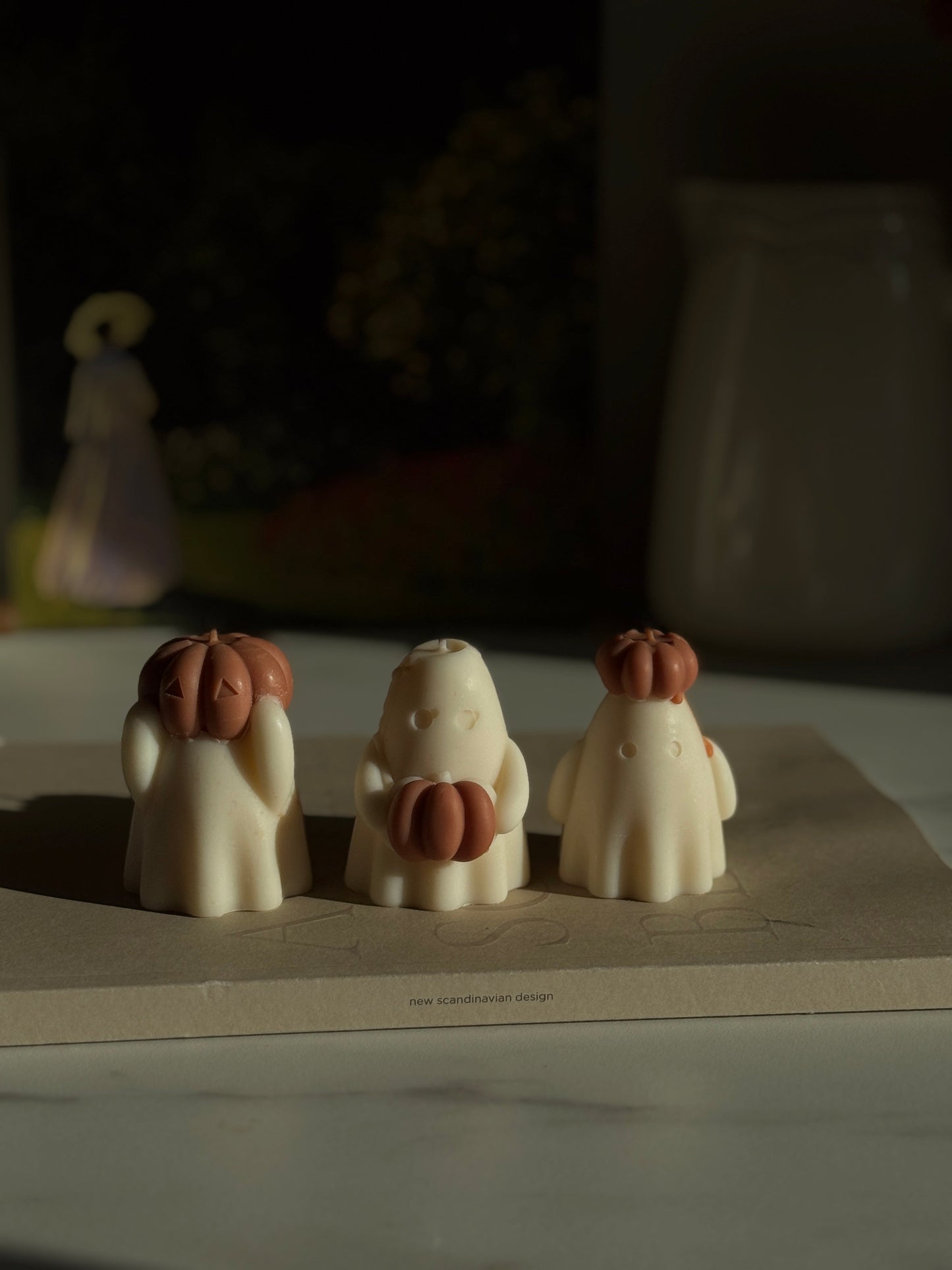 Bougie végétale d'automne parfum de Grasse - Le trio fantôme Citrouille Aurabloom