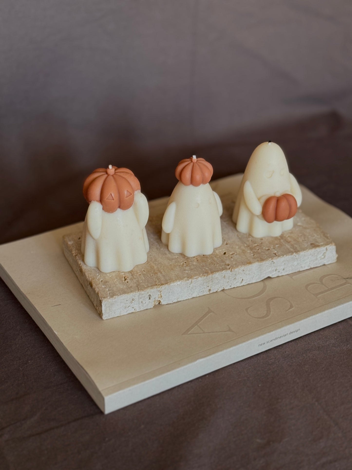Bougie végétale d'automne parfum de Grasse - Le trio fantôme Citrouille Aurabloom