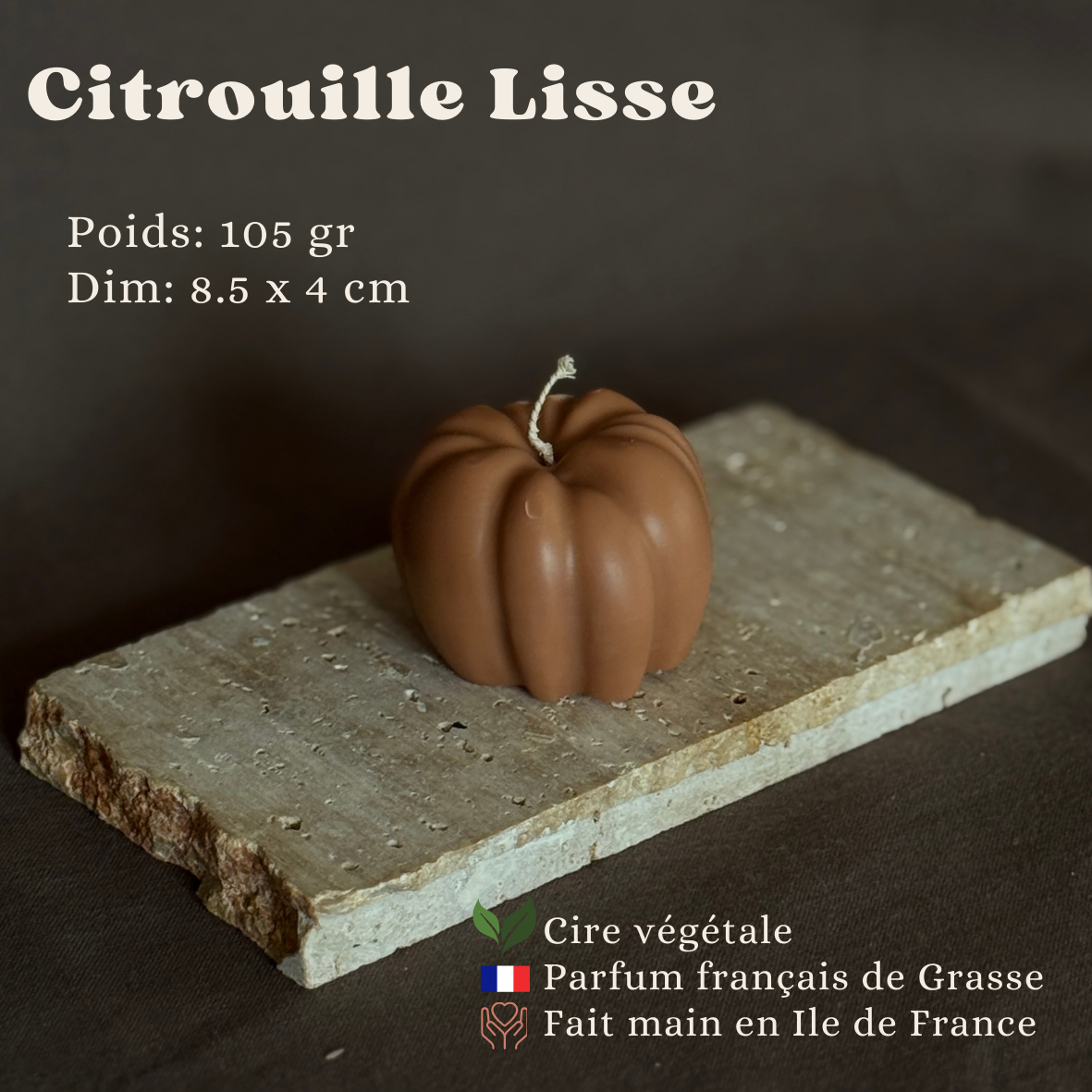 Bougie végétale Automne Citrouille à l'unité  - parfum de Grasse Aurabloom