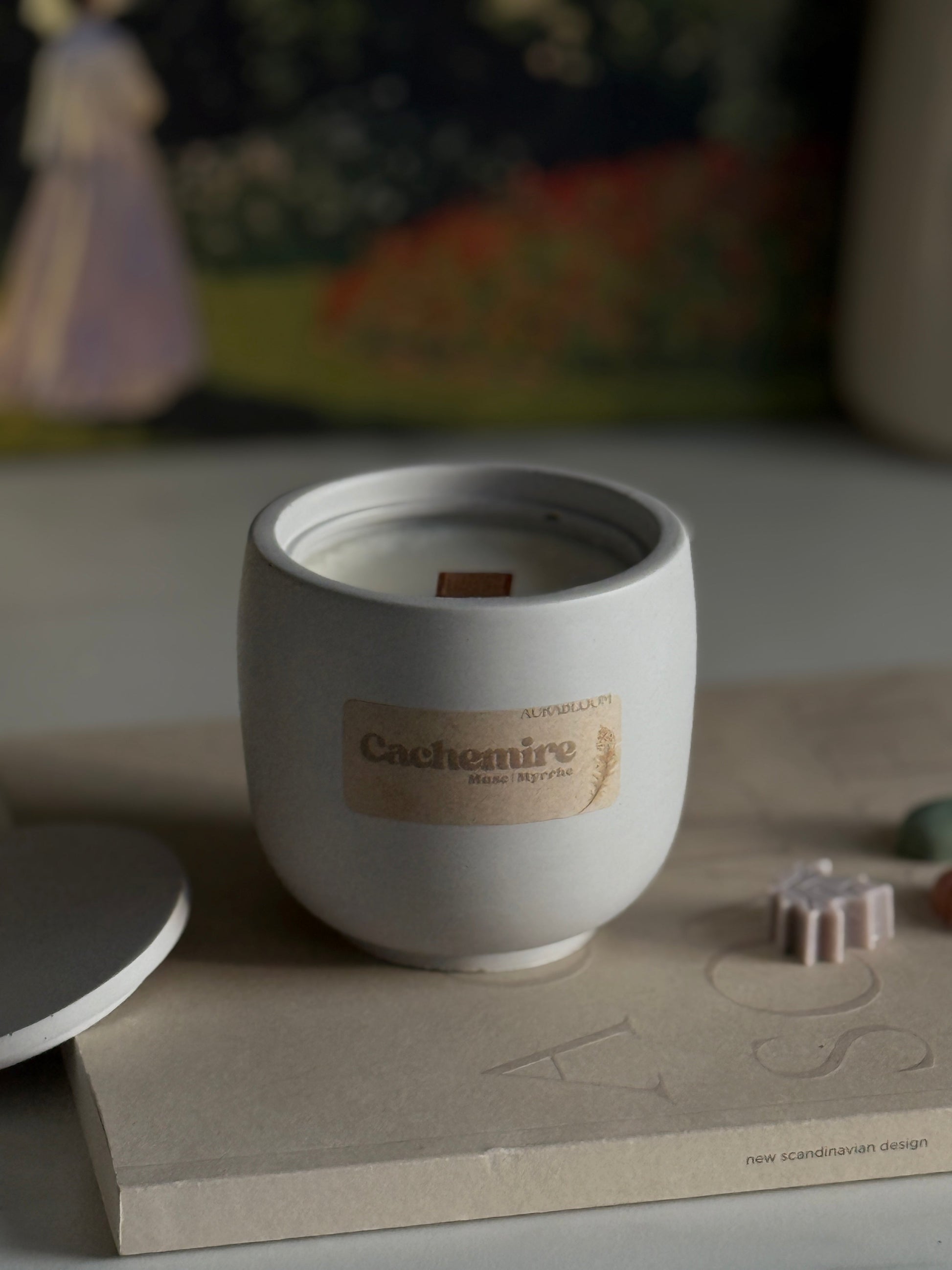 Bougie Cire de Soja parfumée - Cachemire (floral et boisé) Aurabloom