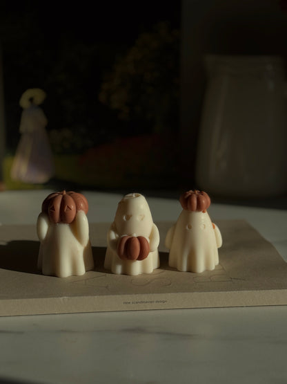 Bougie végétale d'automne parfum de Grasse - Le trio fantôme Citrouille Aurabloom