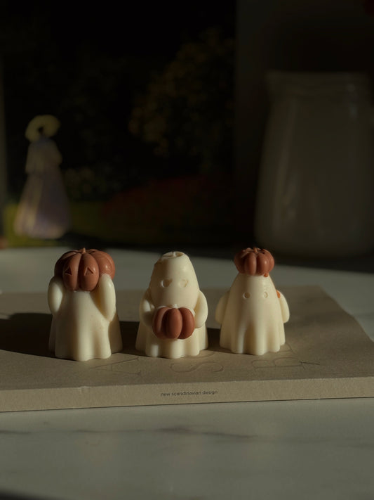 Bougie végétale d'automne parfum de Grasse - Le trio fantôme Citrouille Aurabloom