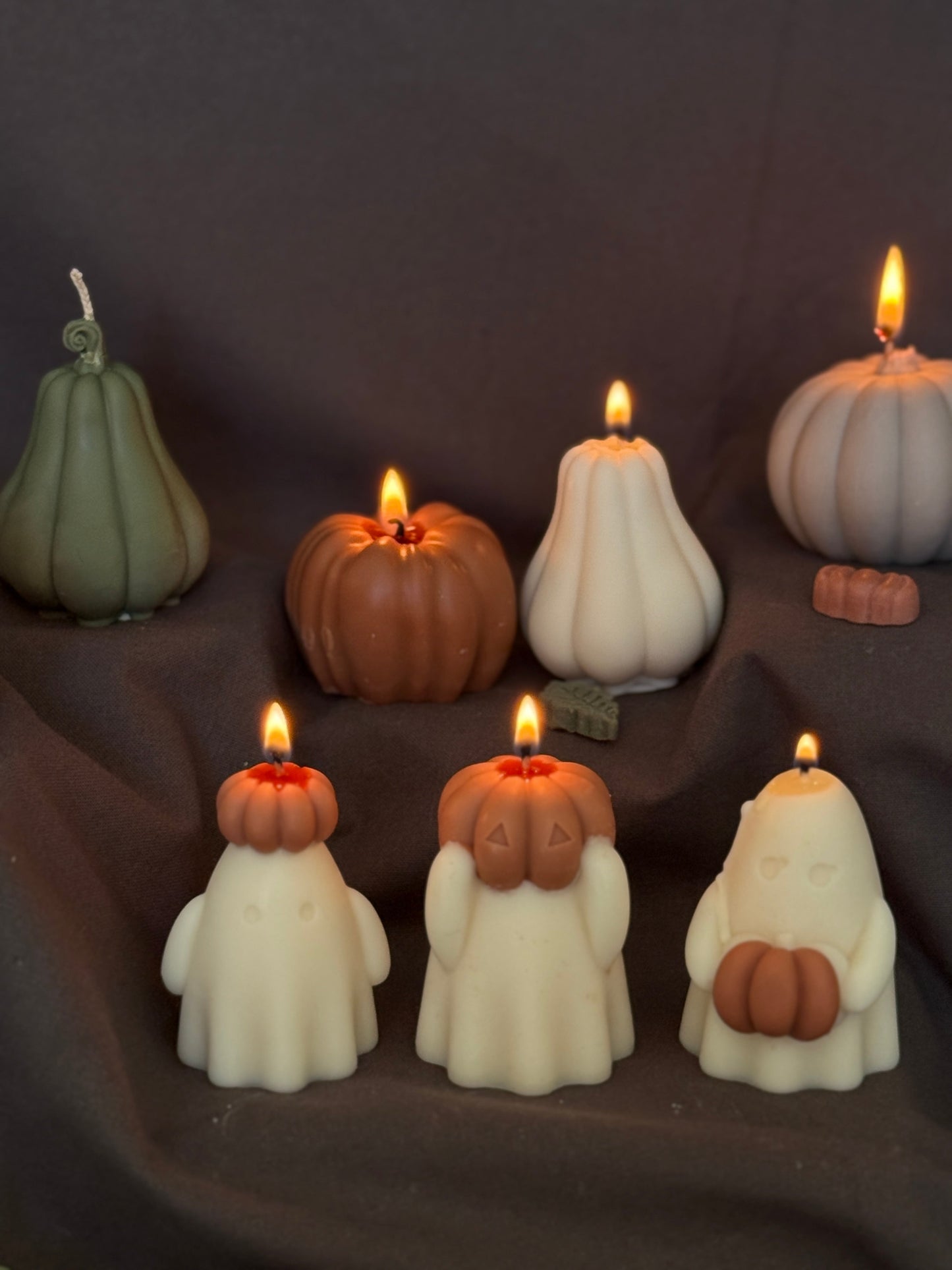 Bougie végétale d'automne parfum de Grasse - Le trio fantôme Citrouille Aurabloom